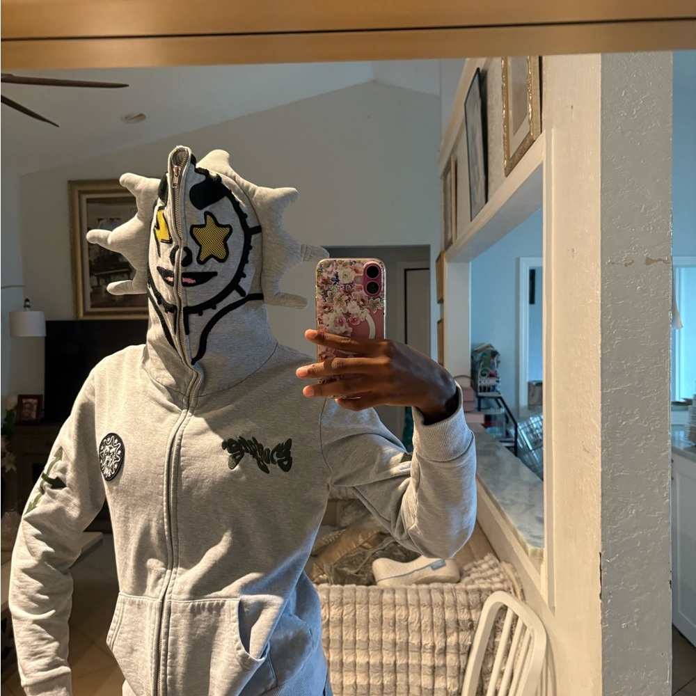 Gray Hoodie with Star Graphic